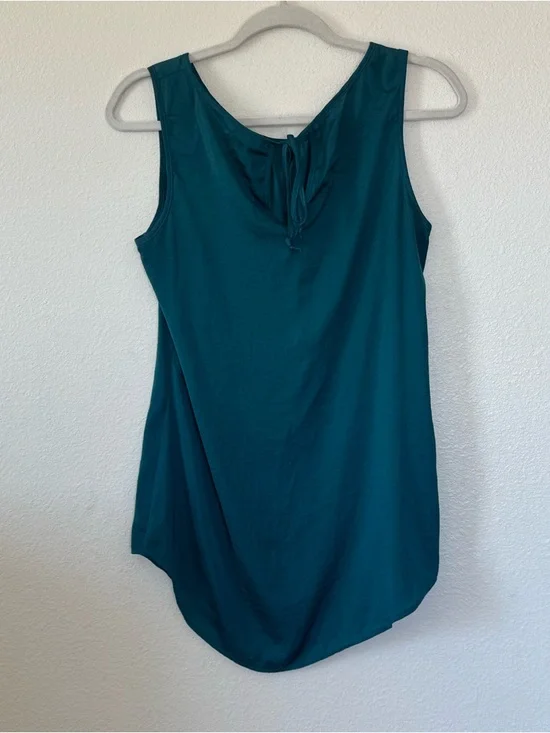 CABI Turquoise Sleeveless Satin Blouse Tunic Top Size S Small - Picture 3 of 7